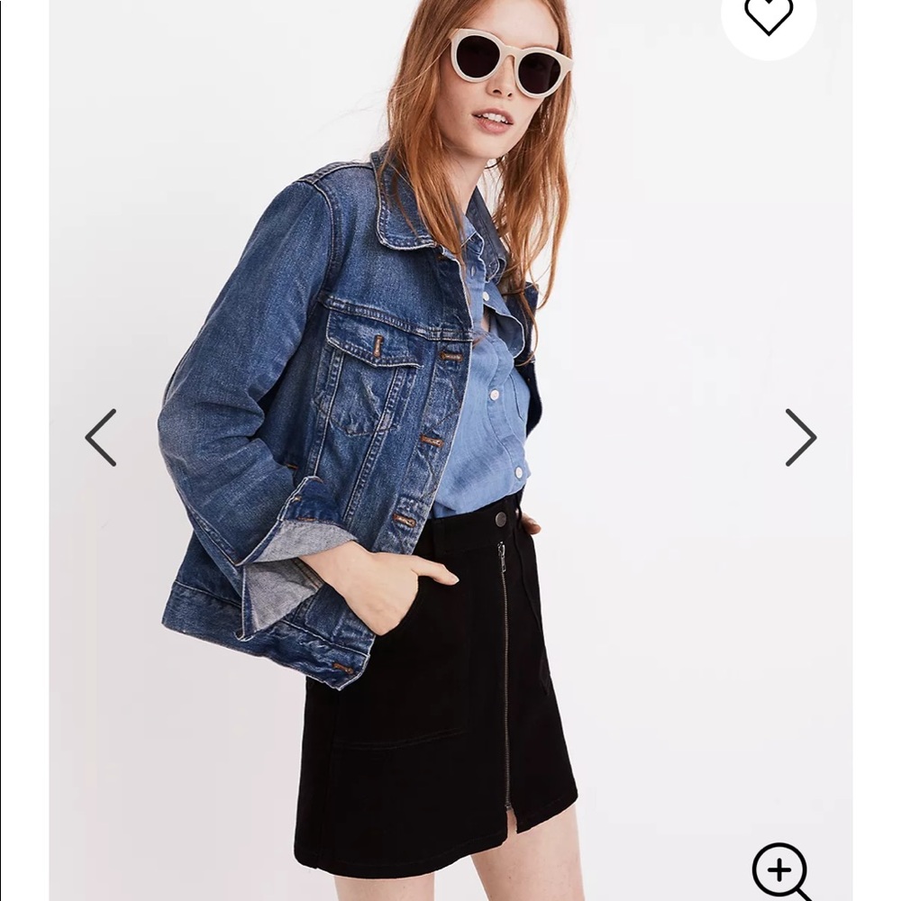 Madewell Black Frost Denim Utility Zip Mini Skirt